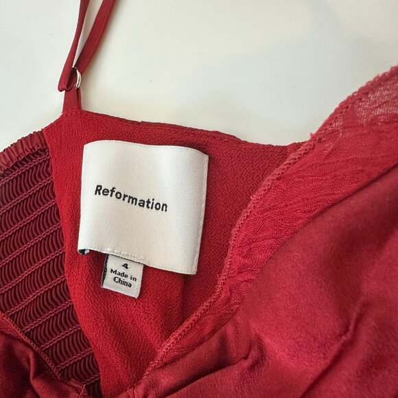 Reformation Ursula Red Silk Dress - Picture 6 of 10